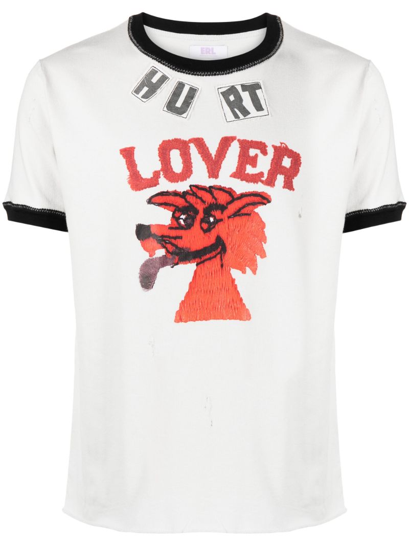 White Hurt Lover Cotton-linen T-shirt