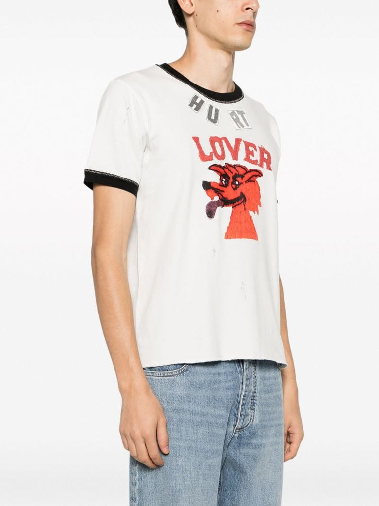 White Hurt Lover Cotton-linen T-shirt