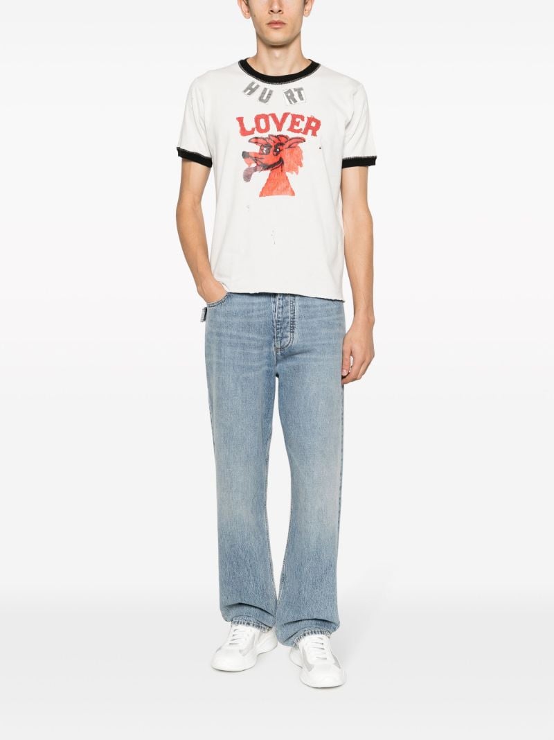 White Hurt Lover Cotton-linen T-shirt