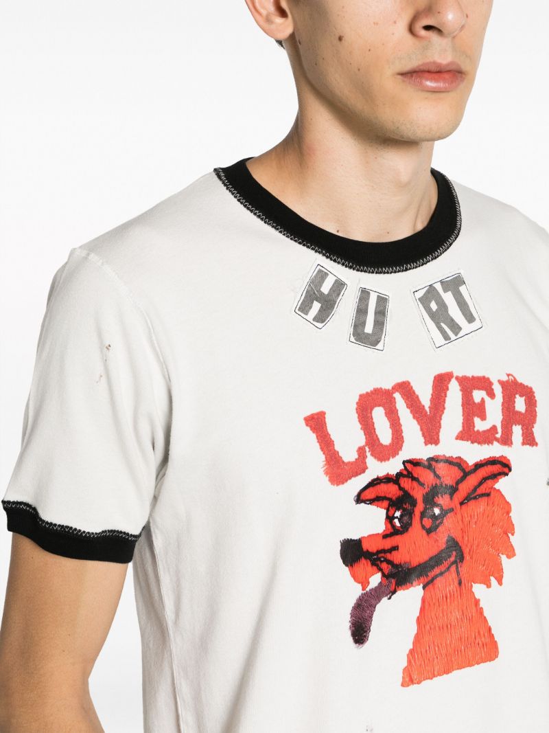 White Hurt Lover Cotton-linen T-shirt