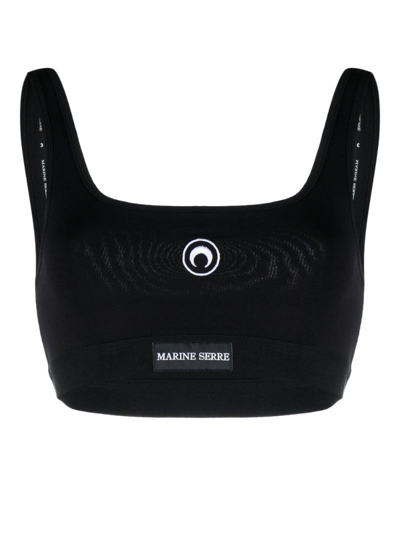 Black Logo Embroidered Crop Top