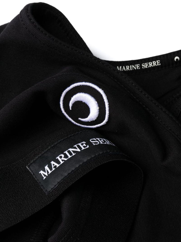 Black Logo Embroidered Crop Top
