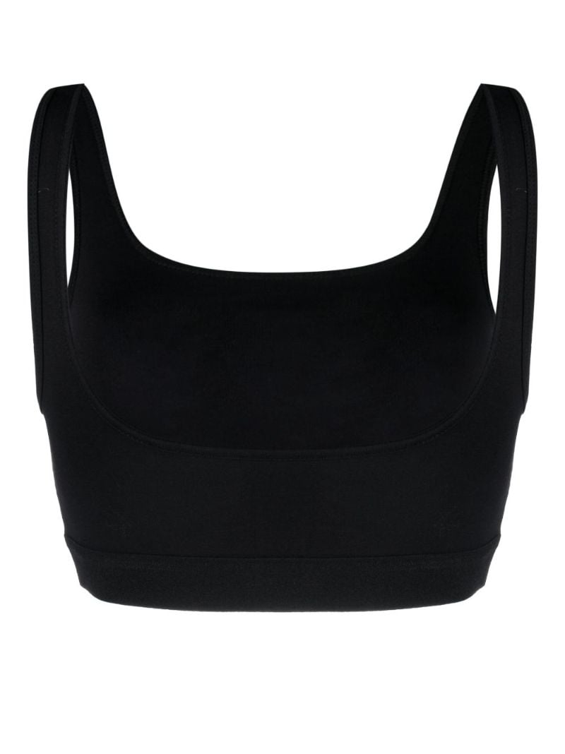 Black Logo Embroidered Crop Top