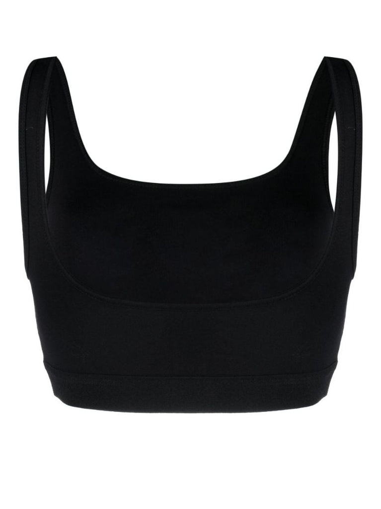 Black Logo Embroidered Crop Top