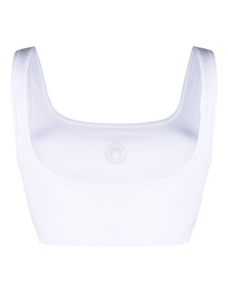 White Logo Embroidered Crop Top