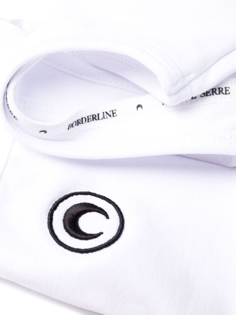 White Logo Embroidered Crop Top