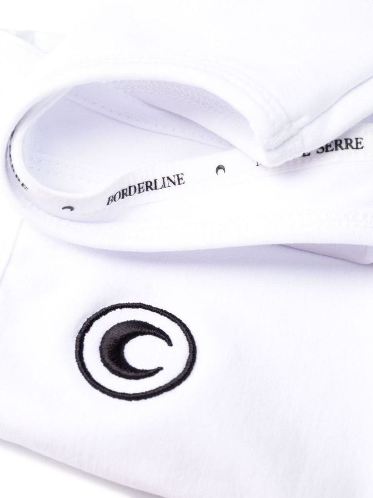 White Logo Embroidered Crop Top