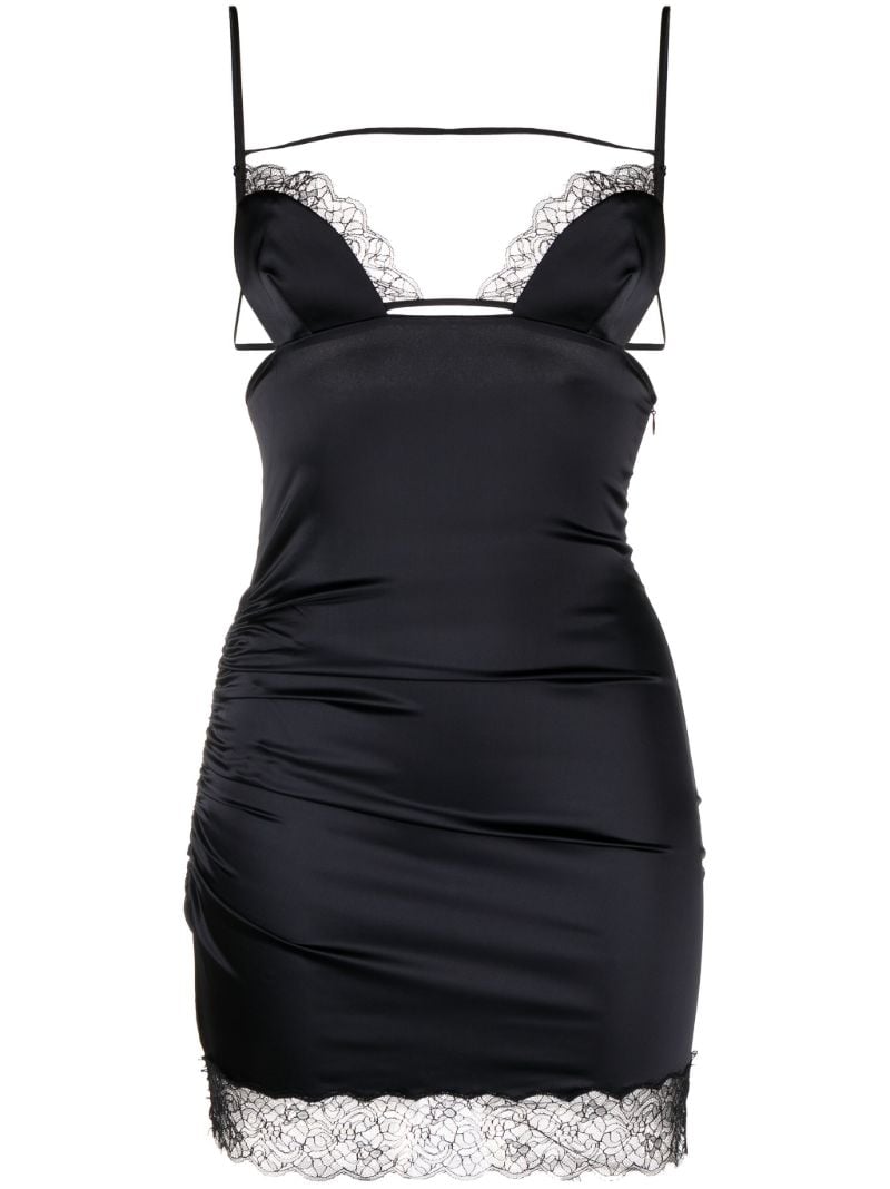Black Lace-trim Mini Dress