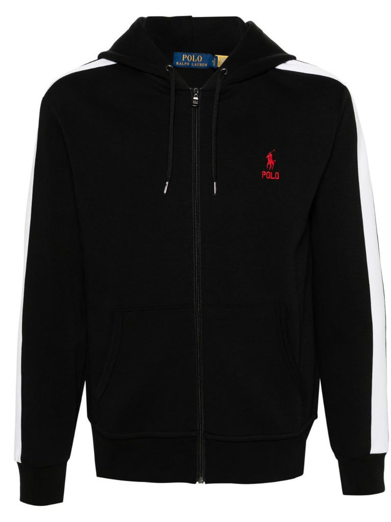 Black Polo Pony Zip-up Hoodie