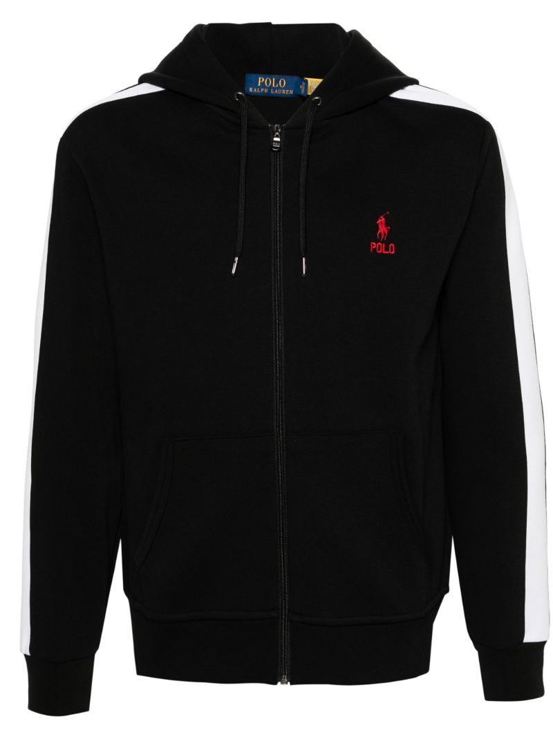 Black Polo Pony Zip-up Hoodie