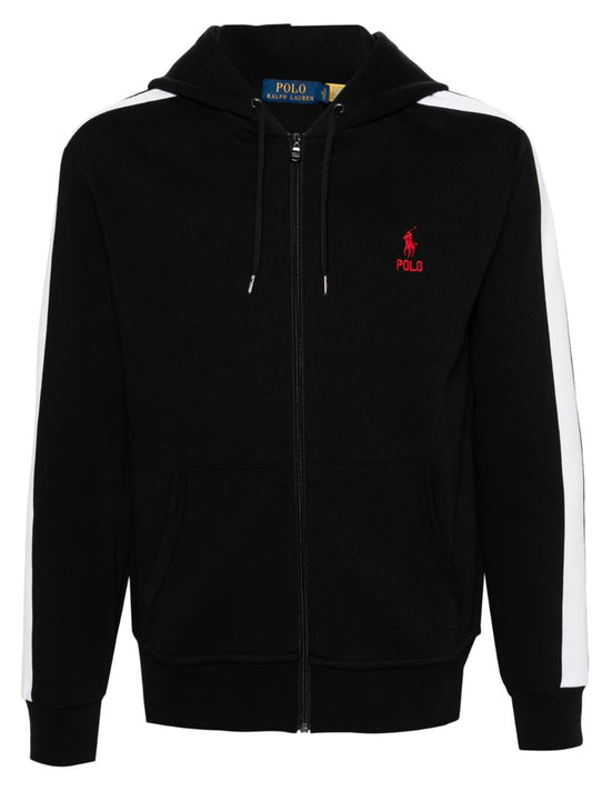 Black Polo Pony Zip-up Hoodie