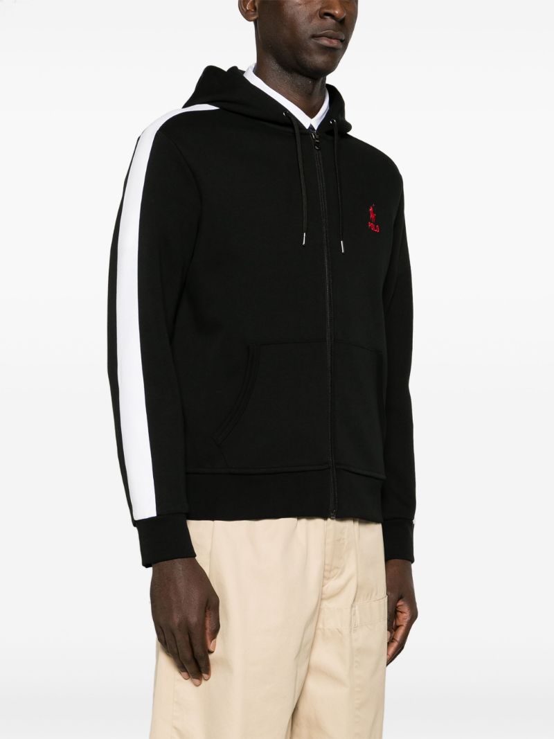 Black Polo Pony Zip-up Hoodie