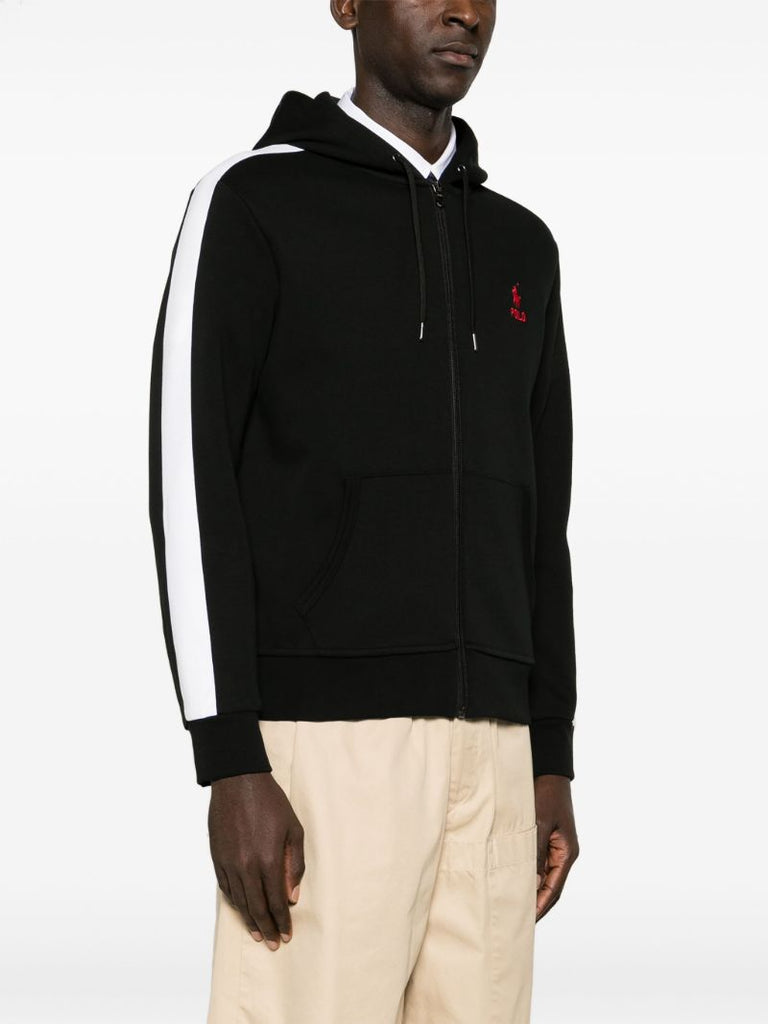 Black Polo Pony Zip-up Hoodie