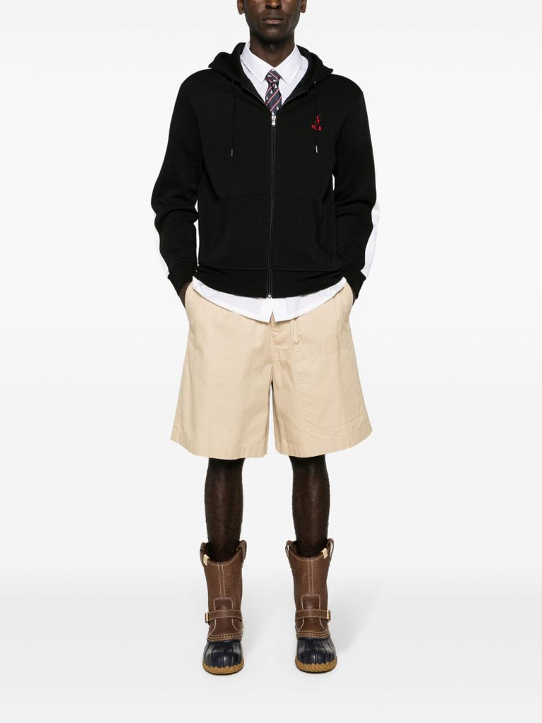 Black Polo Pony Zip-up Hoodie