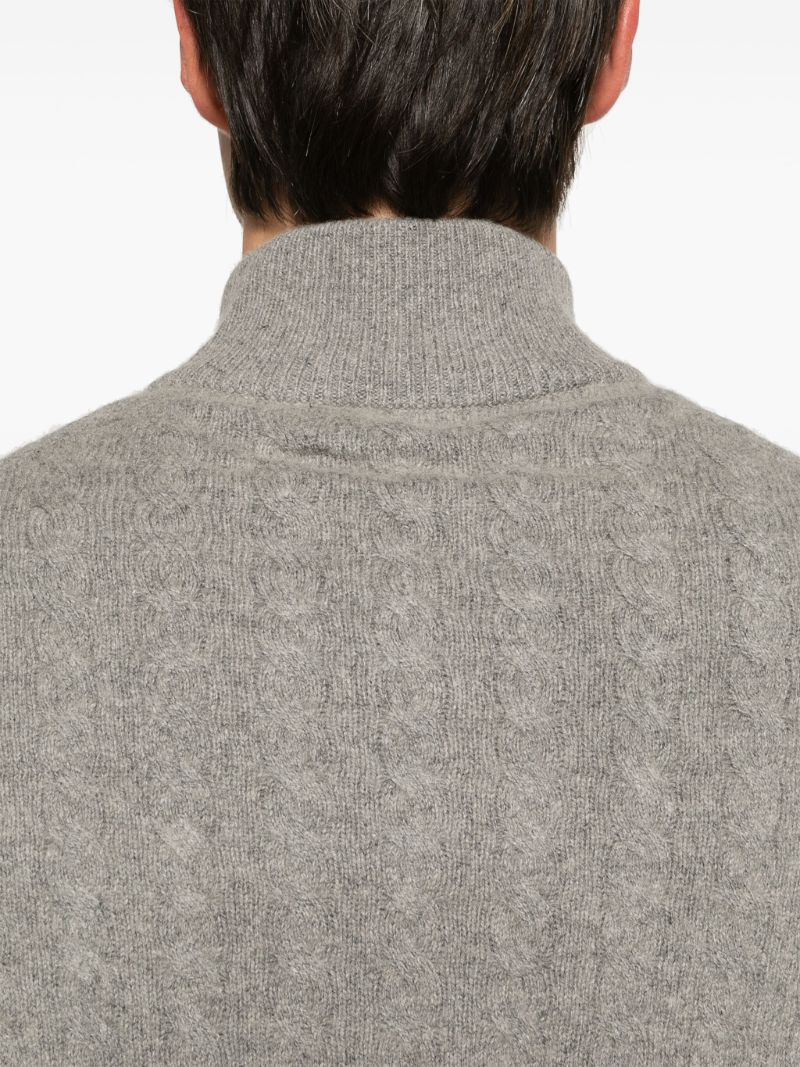 Grey Polo Pony Cable-knit Sweater