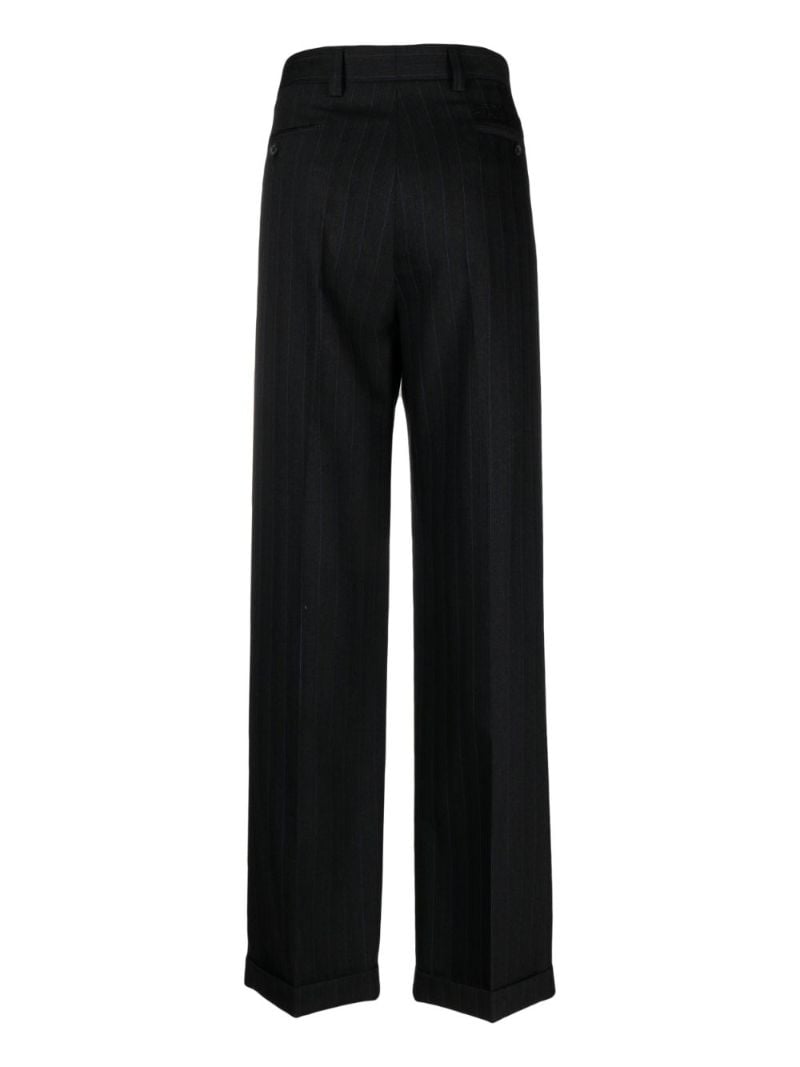 Black Pinstripe Tailored Wool Trousers