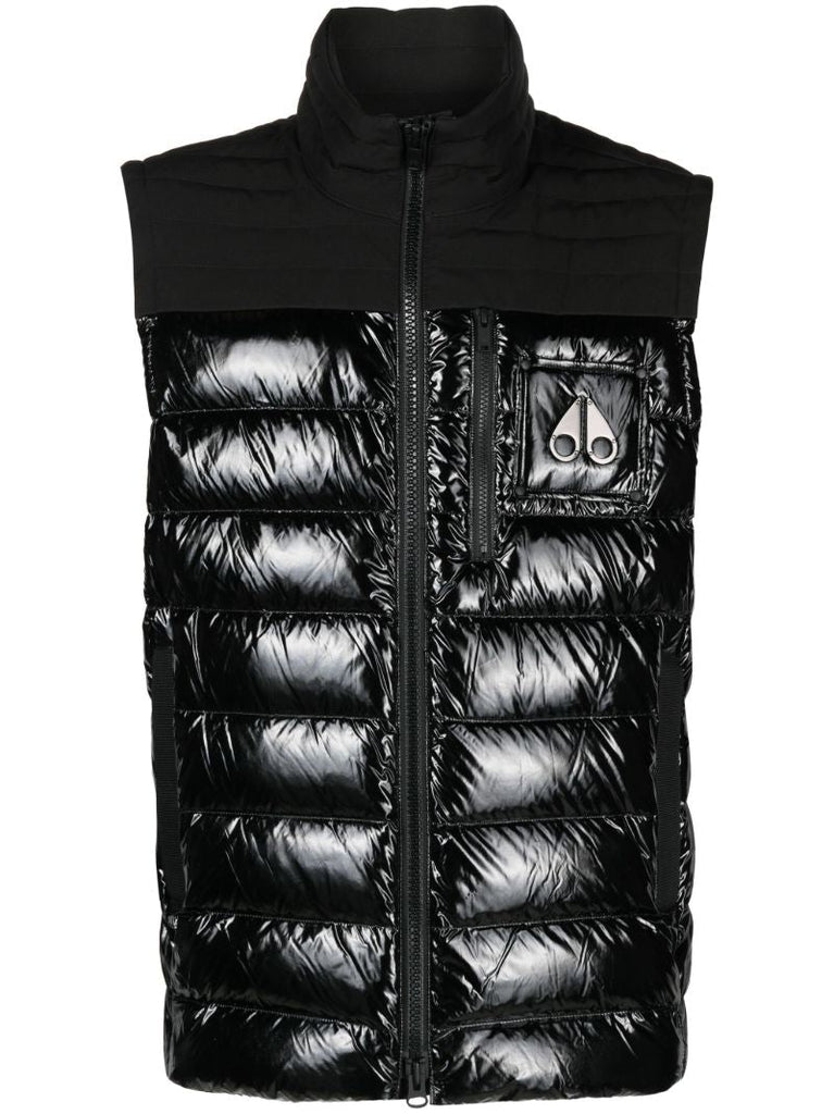 Black Quilted Zipped Gilet