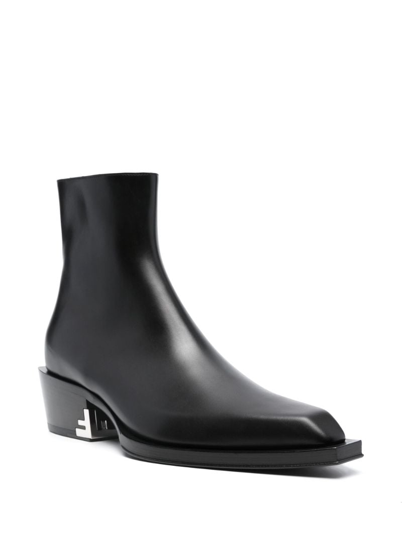 Black Cuban-heel Leather Ankle Boots