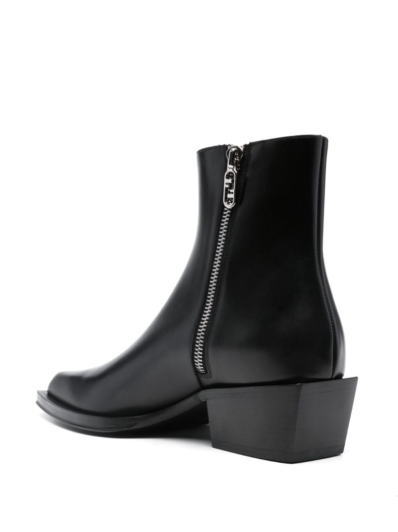 Black Cuban-heel Leather Ankle Boots