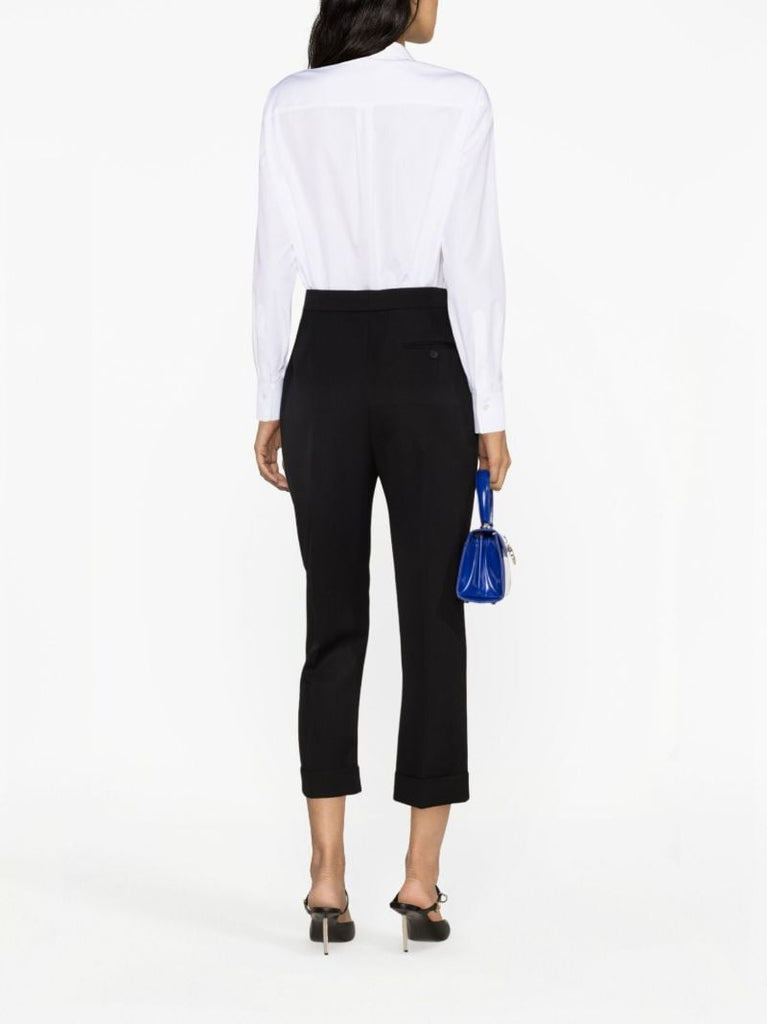 Black Cropped Wool Trousers