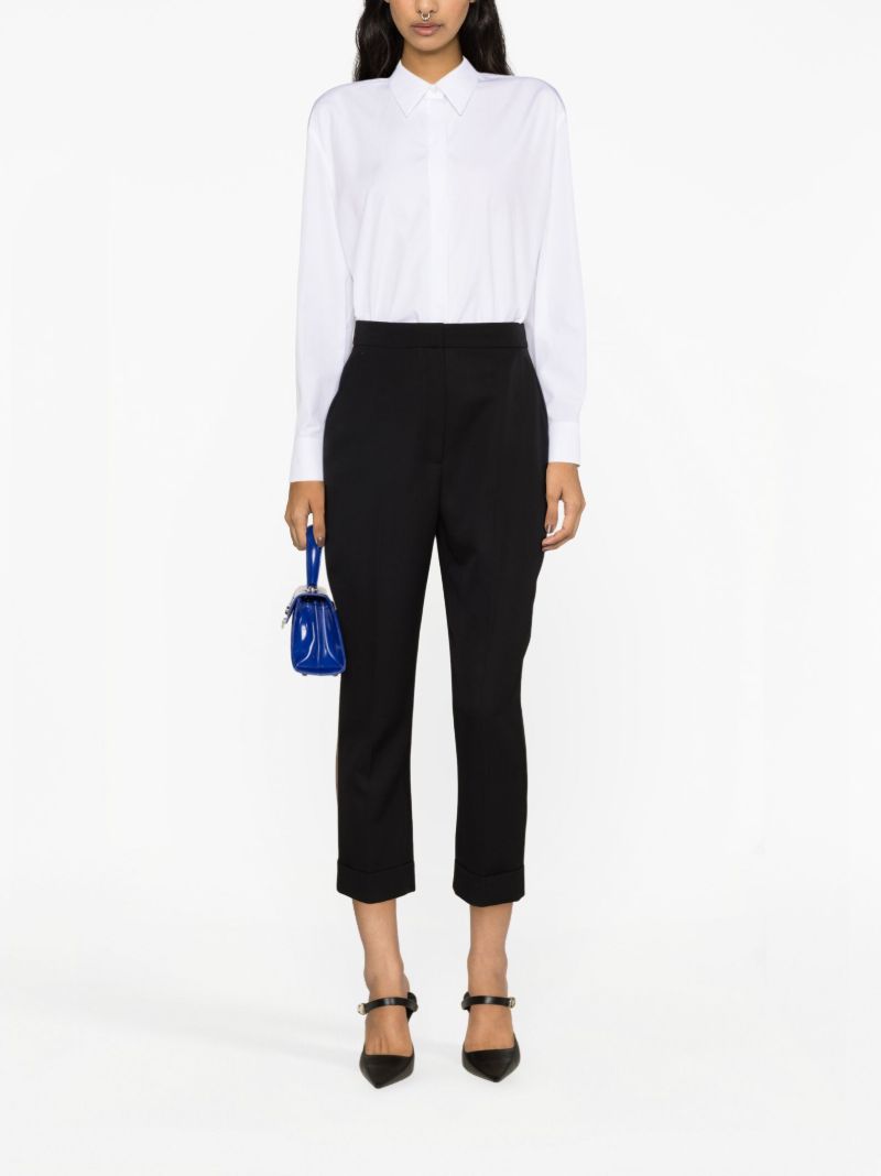 Black Cropped Wool Trousers