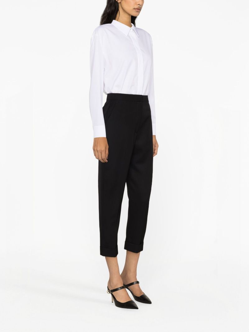 Black Cropped Wool Trousers