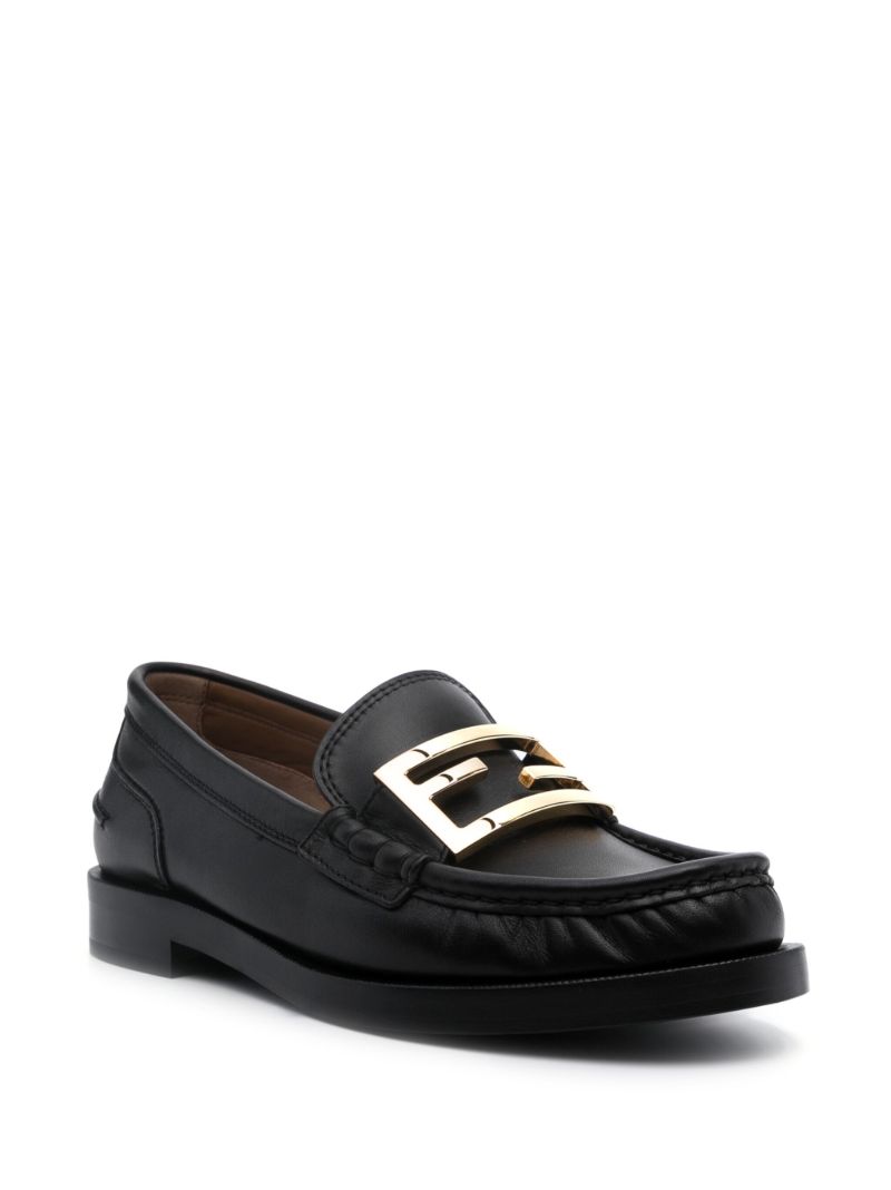 Black Baguette Leather Loafers