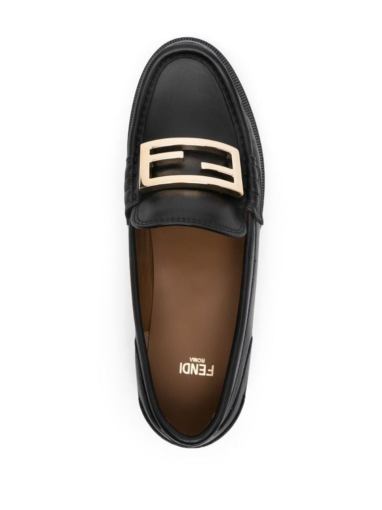 Black Baguette Leather Loafers