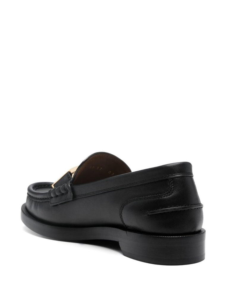 Black Baguette Leather Loafers