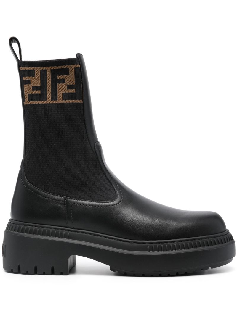 Black Domino Leather Ankle Boots