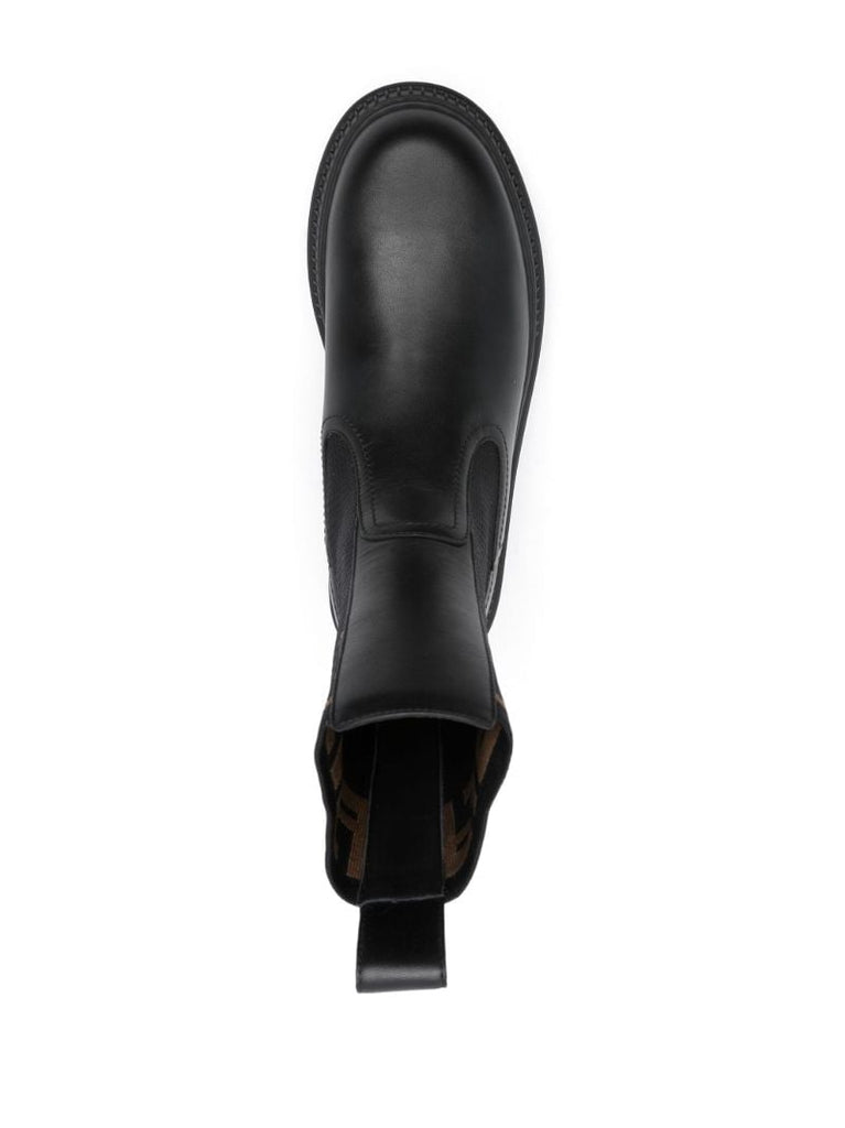 Black Domino Leather Ankle Boots