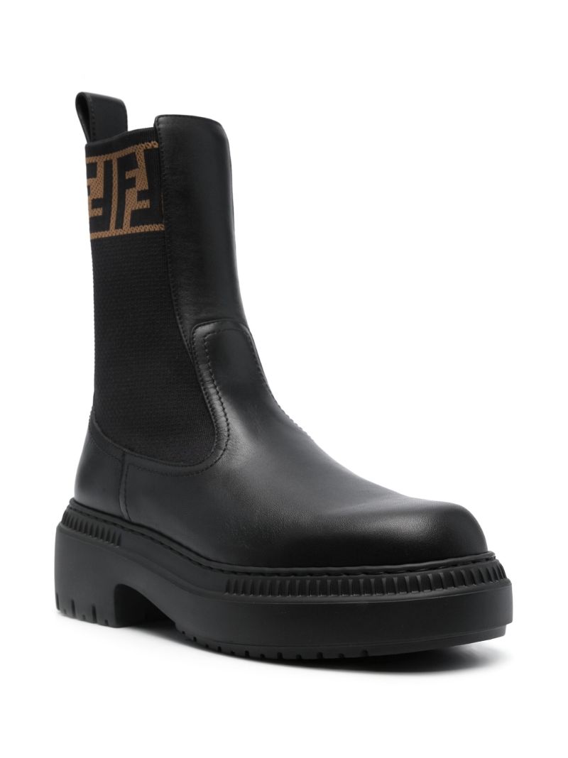 Black Domino Leather Ankle Boots