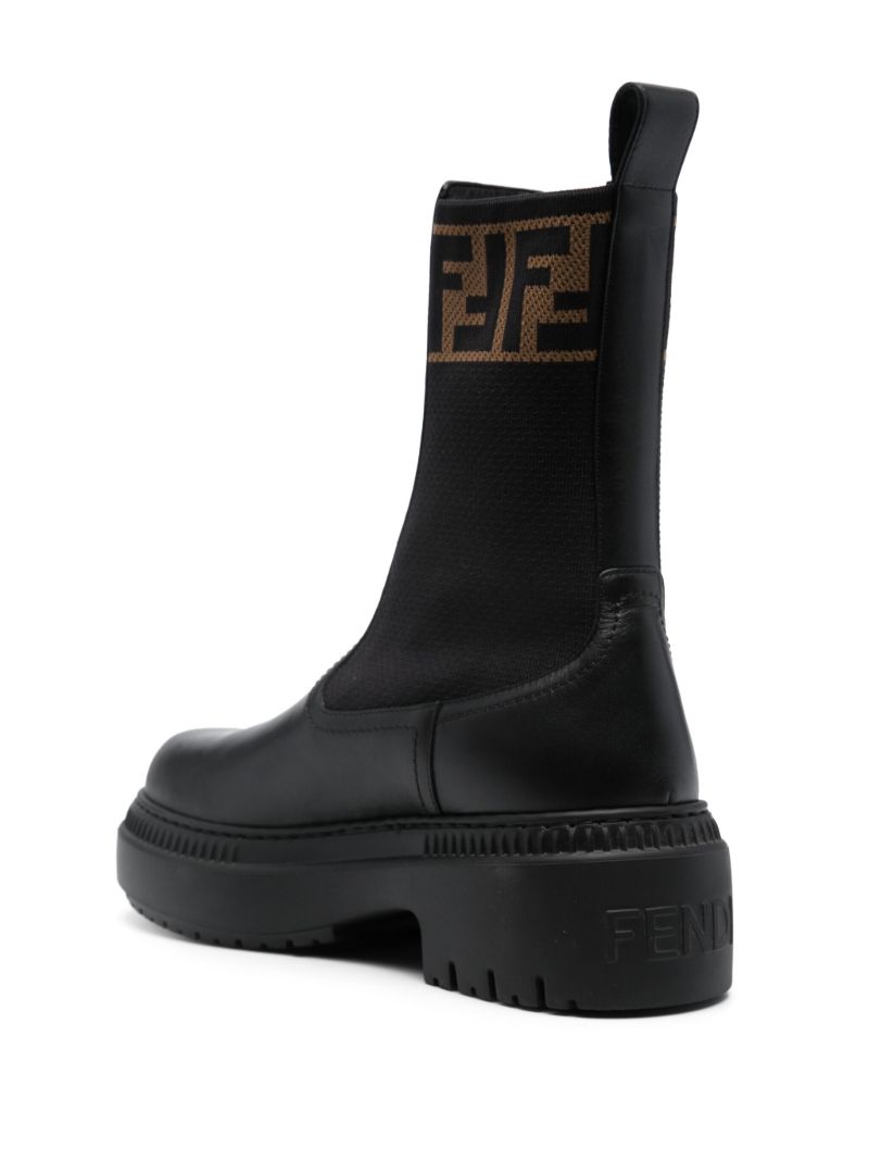 Black Domino Leather Ankle Boots