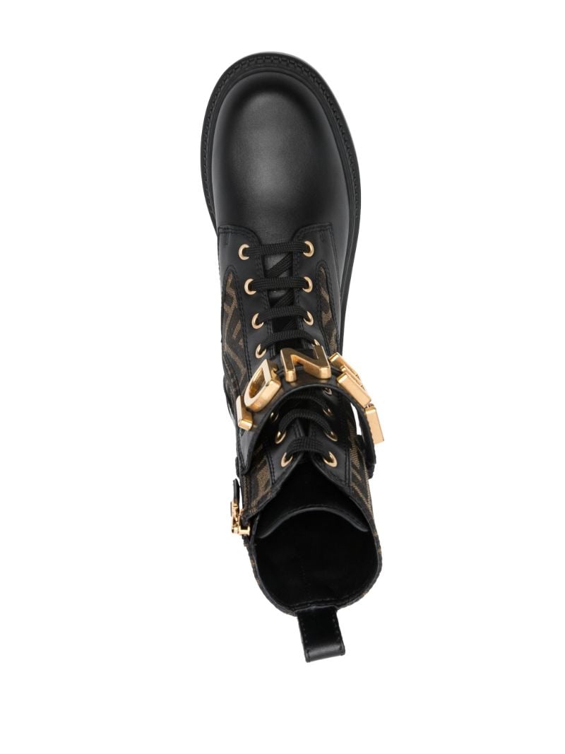 Brown Fendigraphy Leather Combat Boots