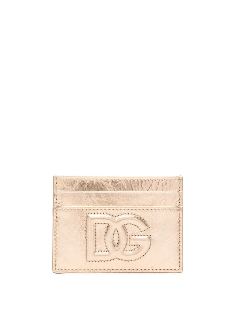 Gold-tone Metallic Logo-embossed Card Holder