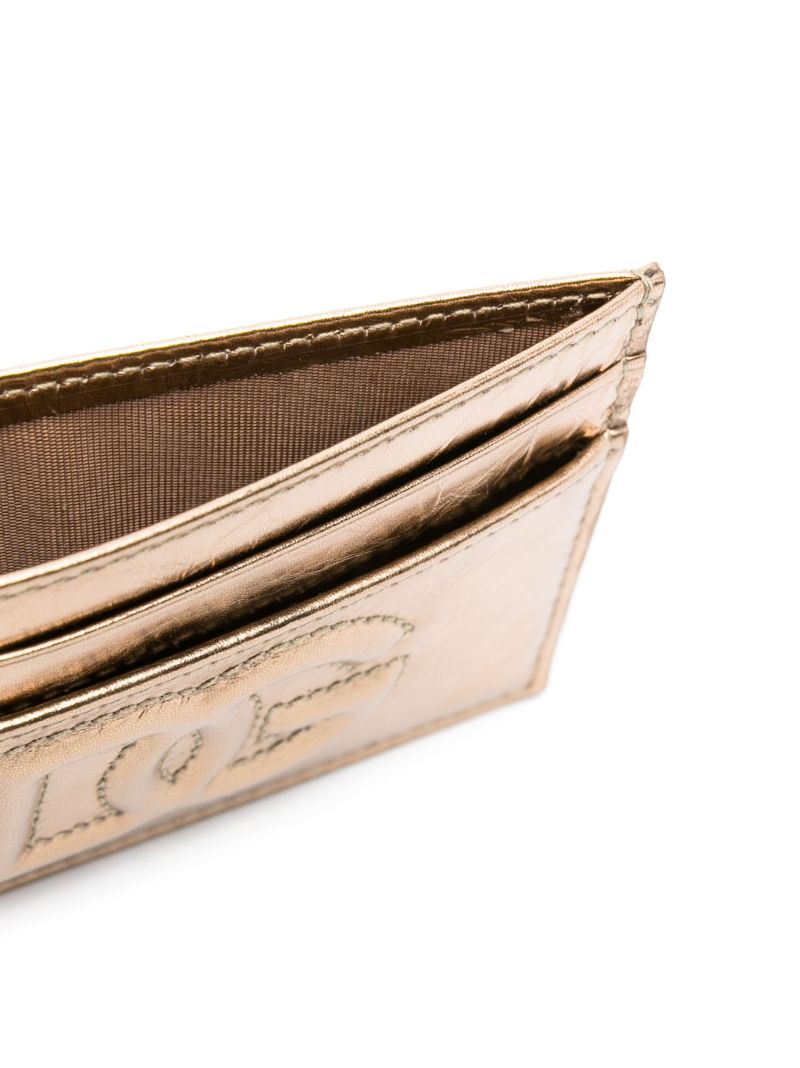 Gold-tone Metallic Logo-embossed Card Holder