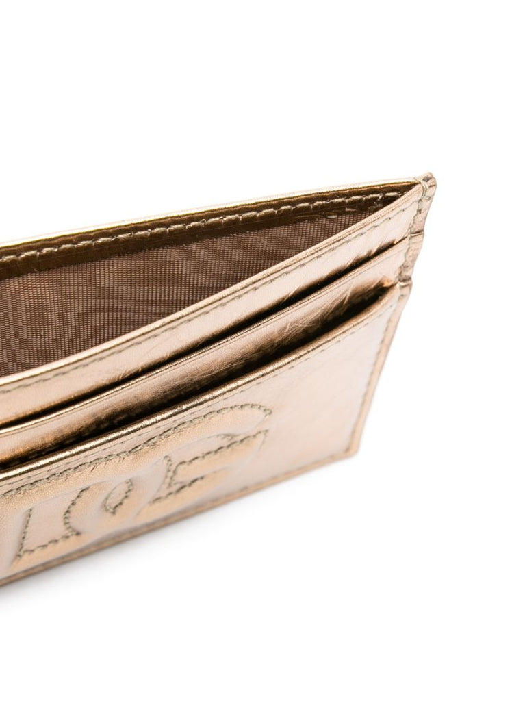 Gold-tone Metallic Logo-embossed Card Holder