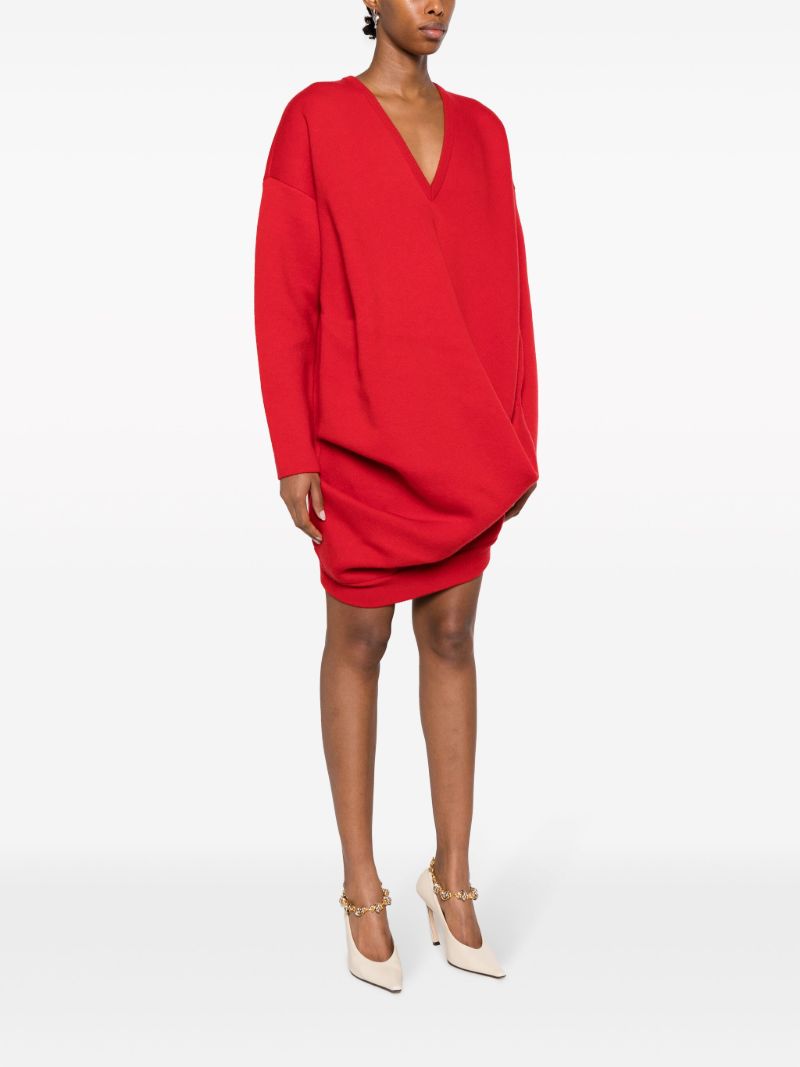 Red Draped Knit Dress