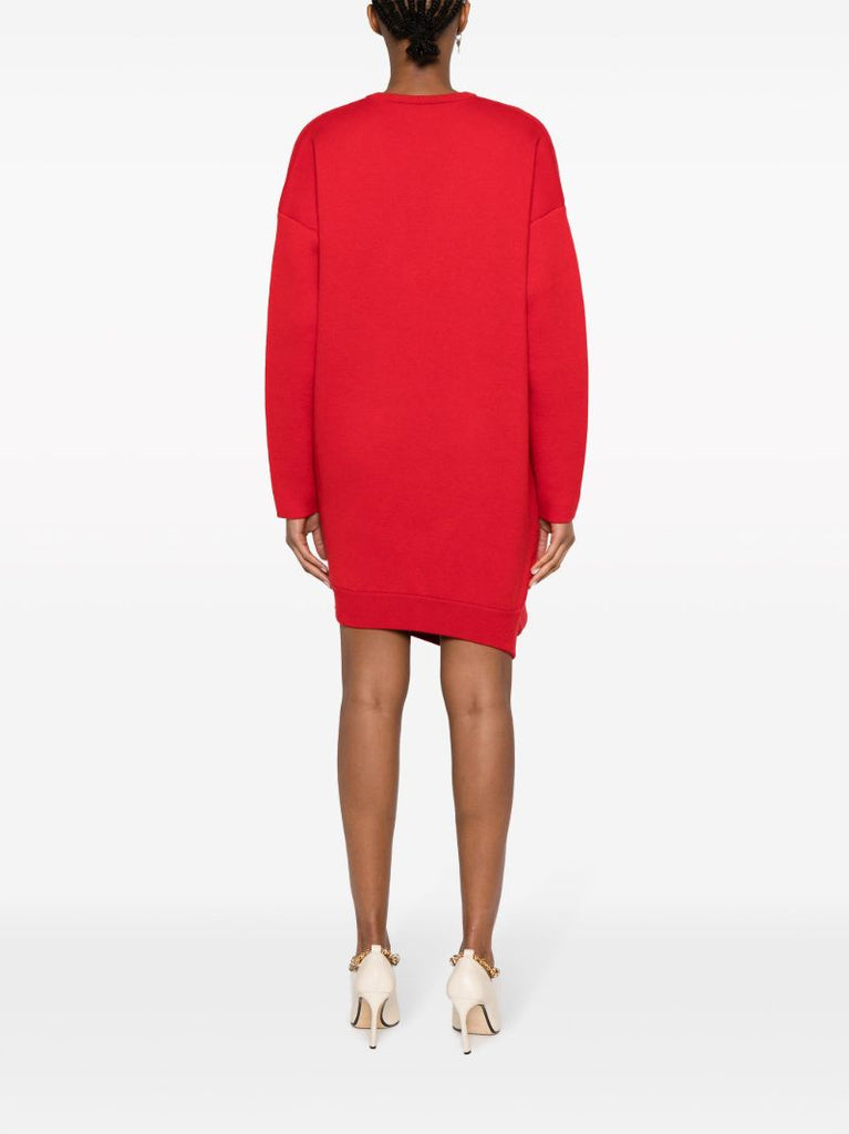 Red Draped Knit Dress