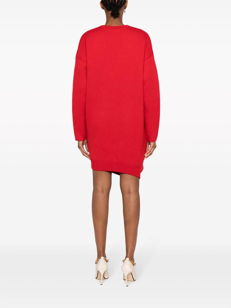 Red Draped Knit Dress