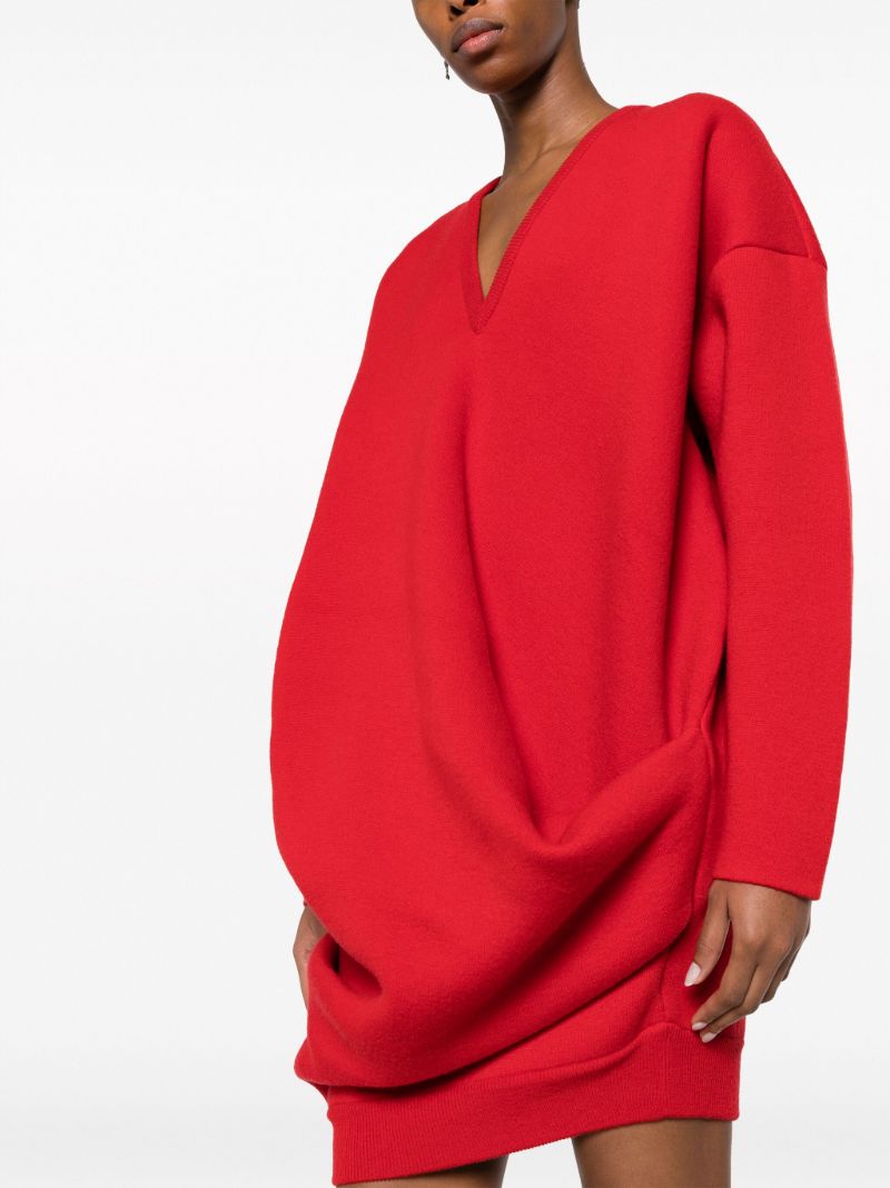 Red Draped Knit Dress