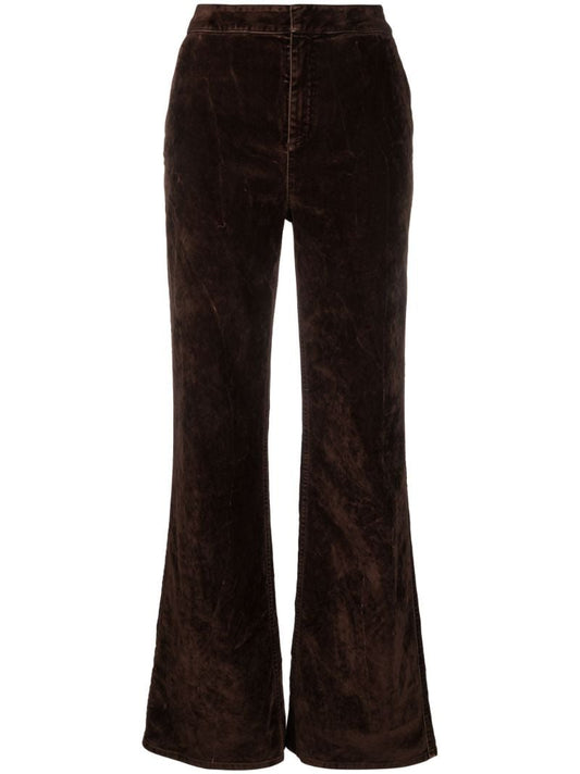 Brown Velvet Flared Trousers