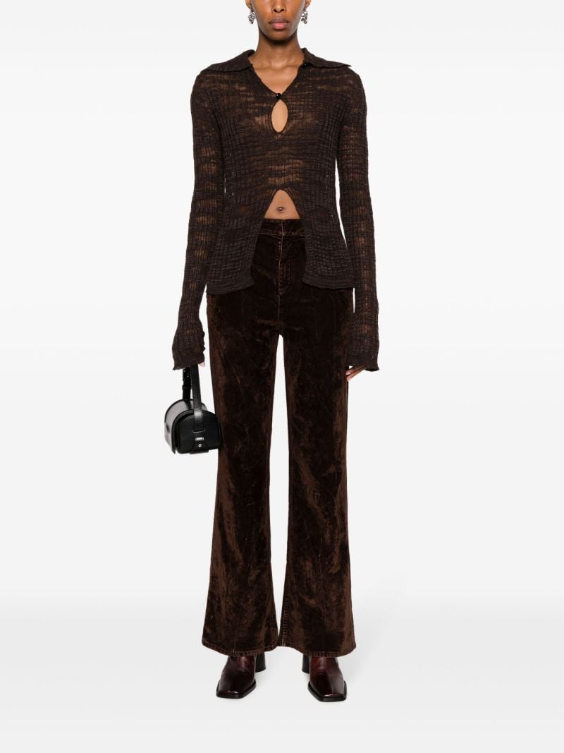 Brown Velvet Flared Trousers