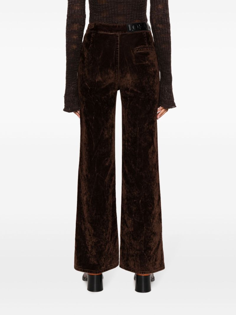Brown Velvet Flared Trousers