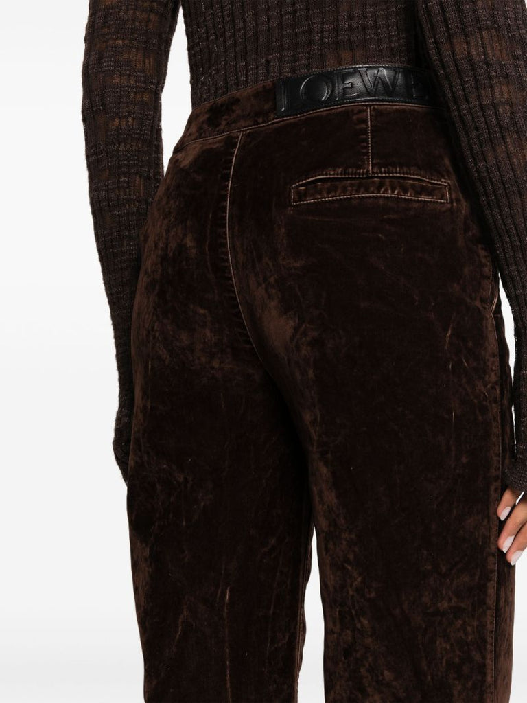 Brown Velvet Flared Trousers