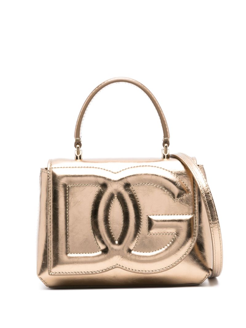 Gold-tone Dg Metallic Leather Tote Bag