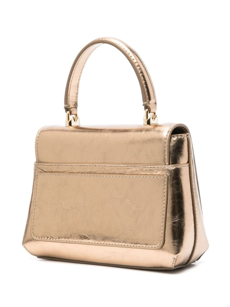 Gold-tone Dg Metallic Leather Tote Bag