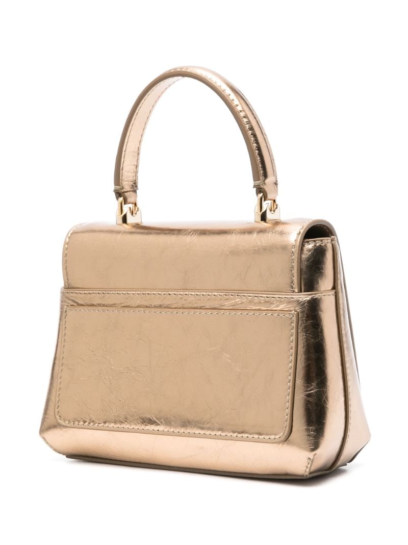 Gold-tone Dg Metallic Leather Tote Bag