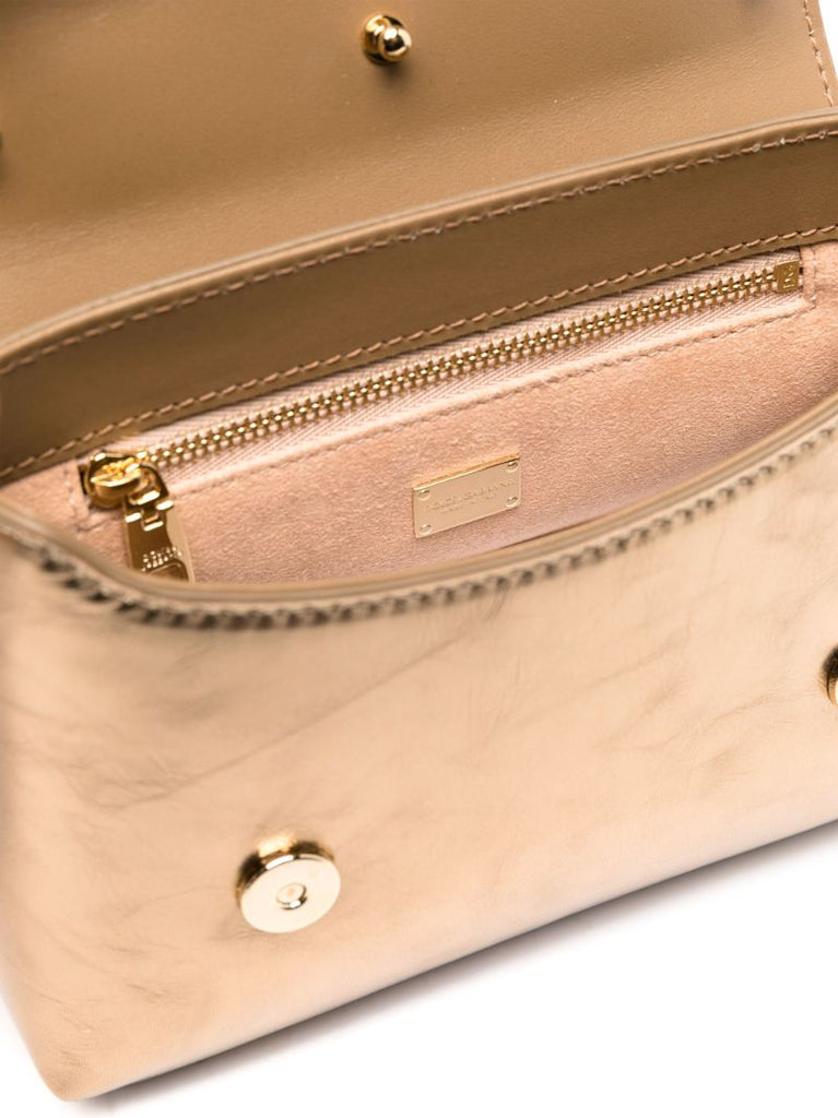 Gold-tone Dg Metallic Leather Tote Bag