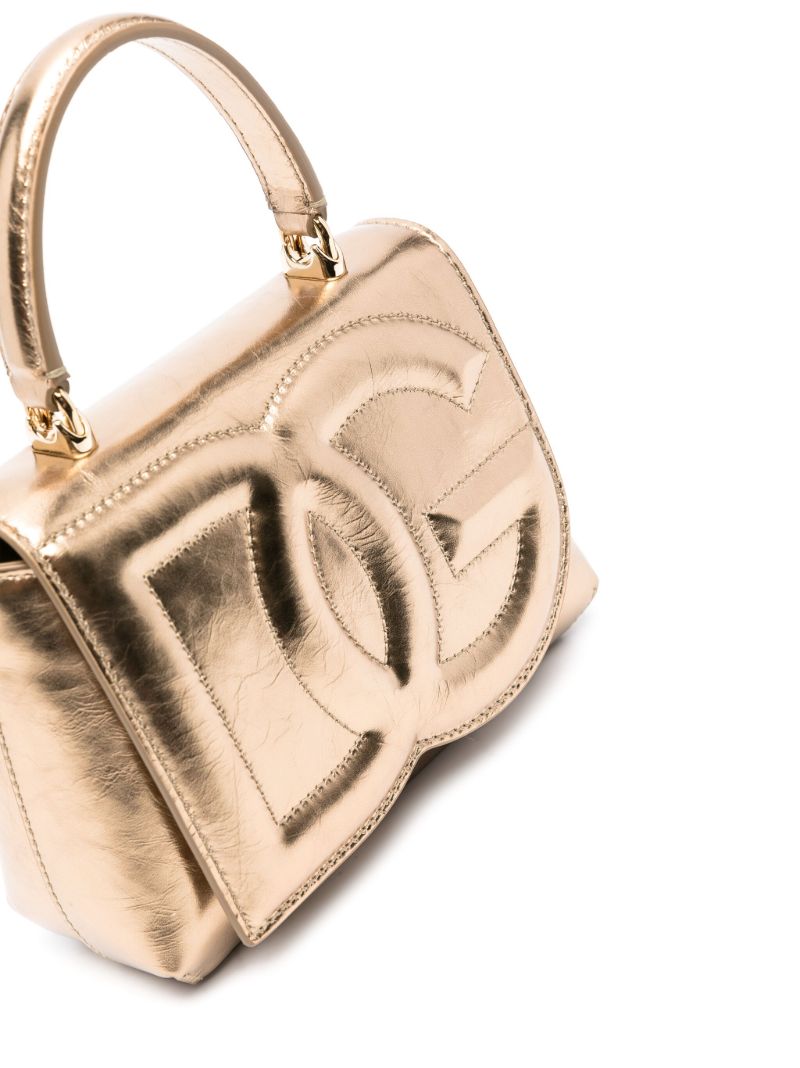 Gold-tone Dg Metallic Leather Tote Bag